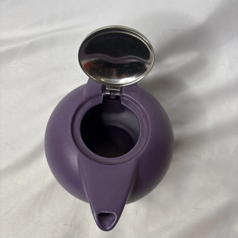 Zero Japan Ceramic Universal Teapot Purple Matte Finish Stainless Steel Lid Read